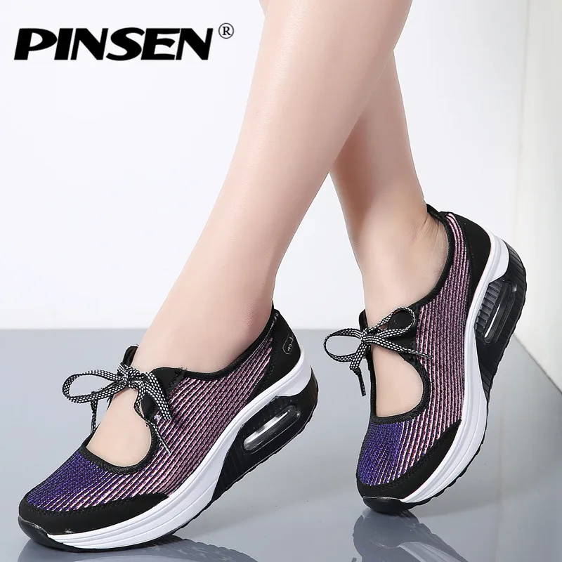 

PINSEN 2019 Flat Platform Sneakers Women Summer Breathable Mesh Casual Shoes Woman Creepers Moccasins Fashion Flats Women Shoes