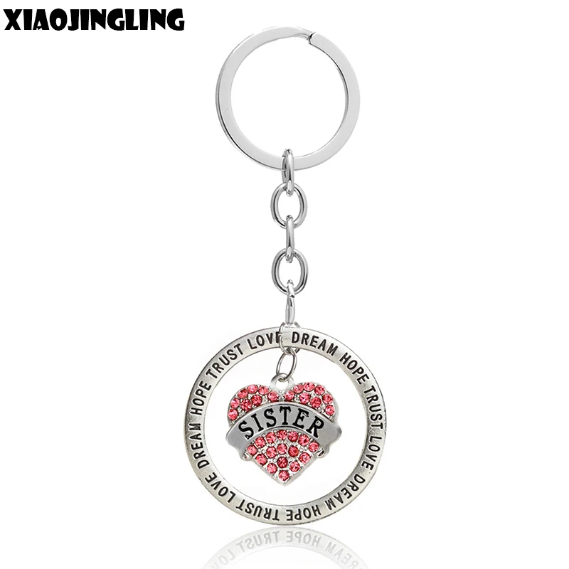 

XIAOJINGLING 2 Style Charm Fashion Keychain Sister Gifts Love Heart Keyring Women Jewelry Keyfob Birthday Party Gifts Wholesale