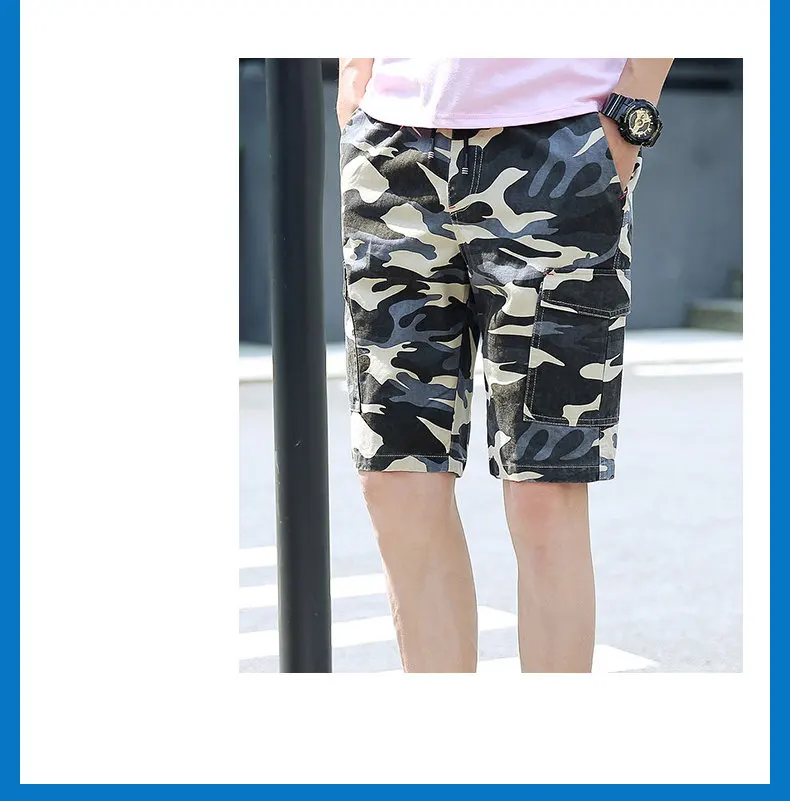 100% Cotton Shorts Men Summer Camouflage Sports Shorts Quality Beach Male Short Pants Breathable Fashion Plus Size Boardshorts 10