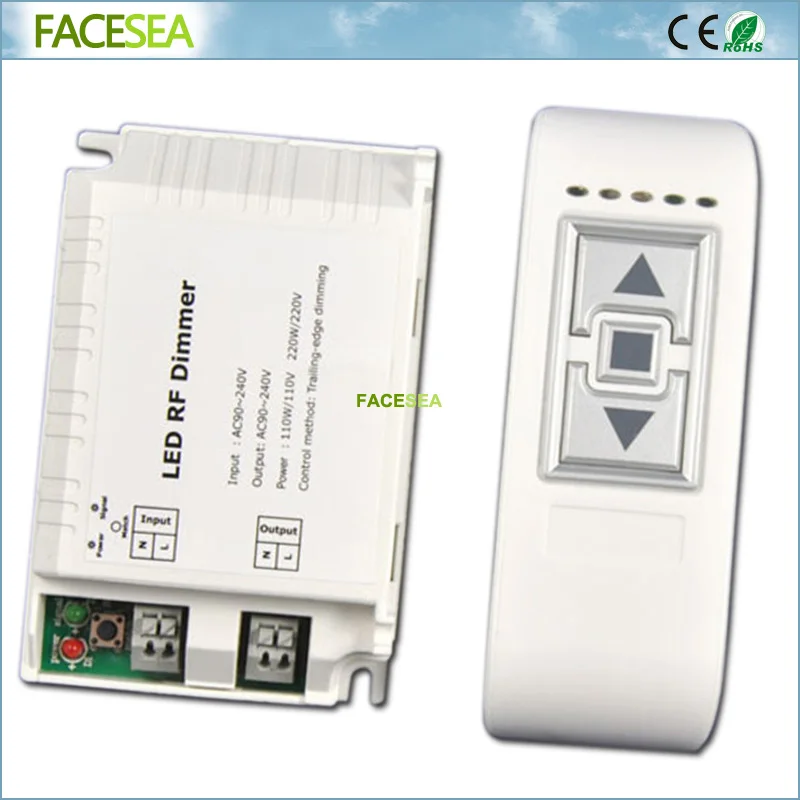 

AC90-240V led dimmer RF 3 Key Remote controller DM014 1 Channel Trailing Edge Dimming 110V/110W 220V/220W ON/OFF for led strip