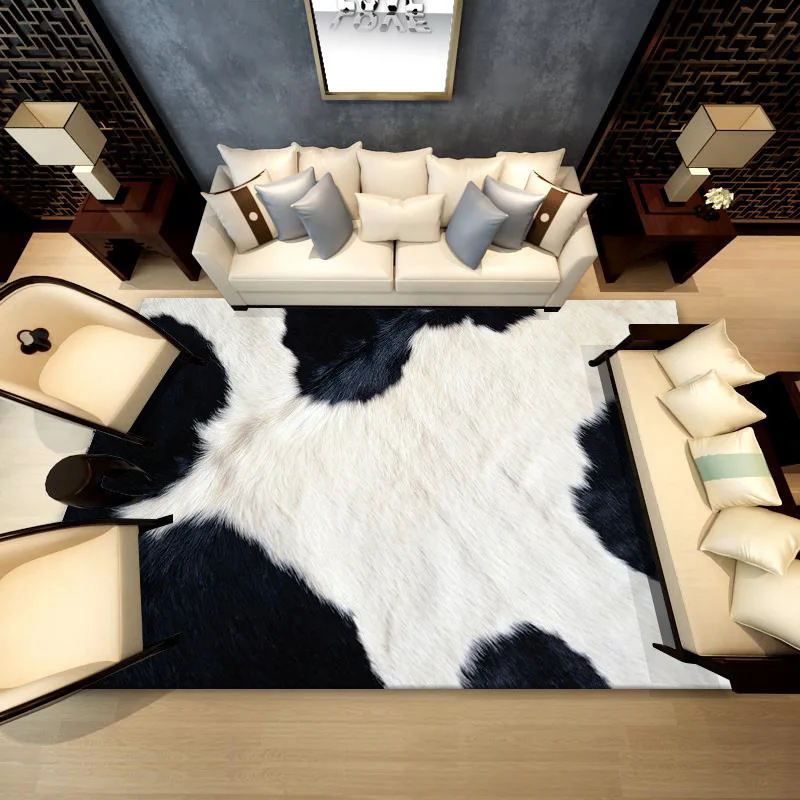 

Living Room Carpet Animal Pattern Doormat Leopard Print Area Rug Tiger Pattern Bedroom Carpet Black and White Cow Floor Mat