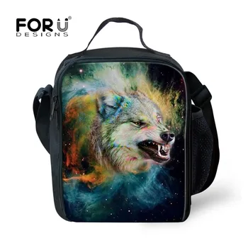 

FORUDESIGNS Kids Lunch Bag Wolf Printing Portable Picnic Bags Men Women Thermal Lunch Bags Insulated Student Function Lunch Box