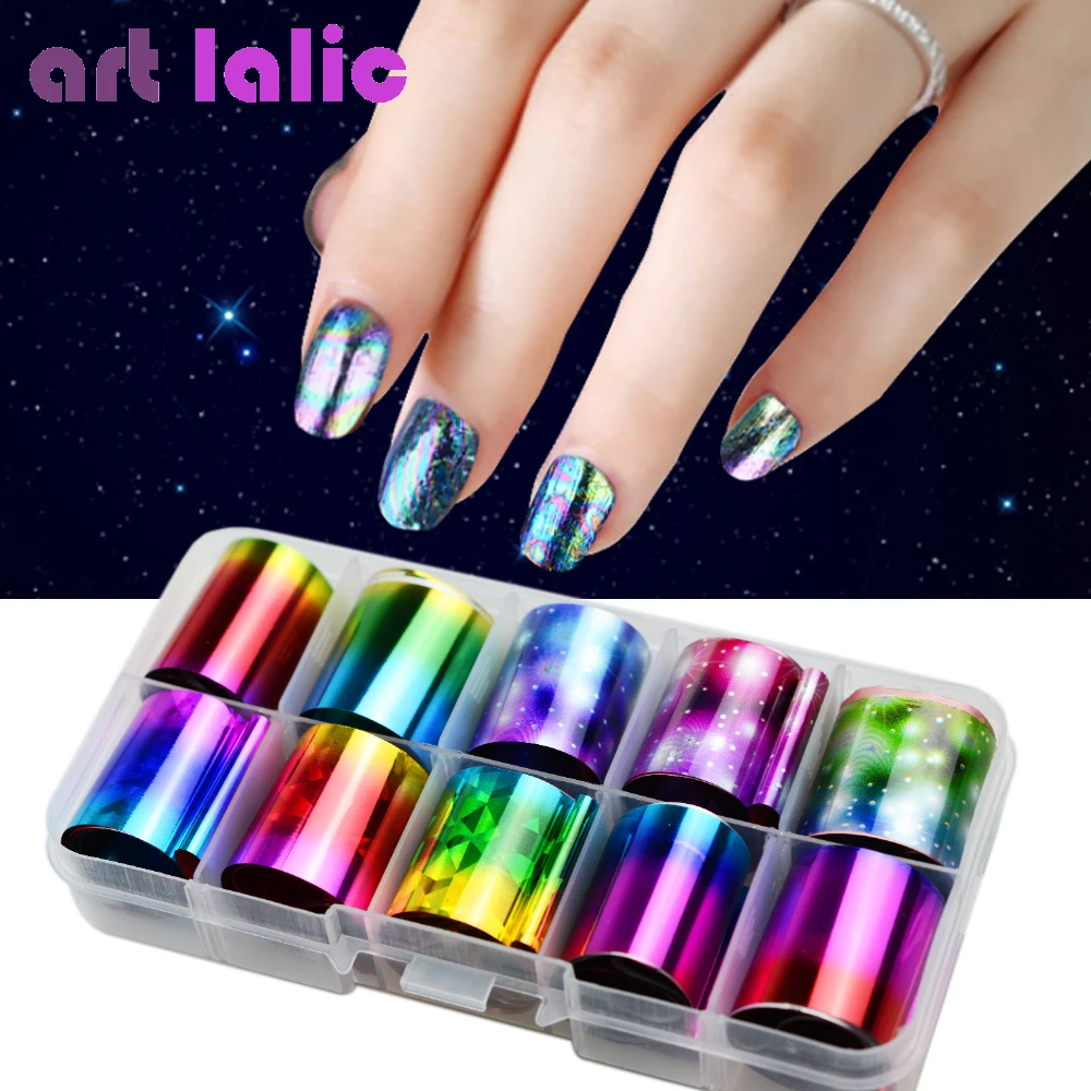 Holographic Nail Foil Set, Transparent, AB Color, Diamond Starry
