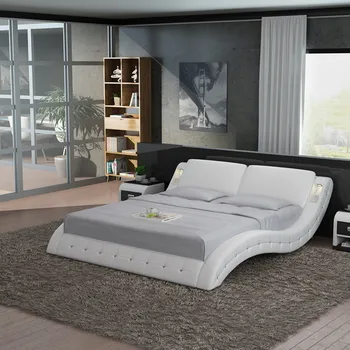 

2018 new comfortable Fashion design style S shaped leather bed