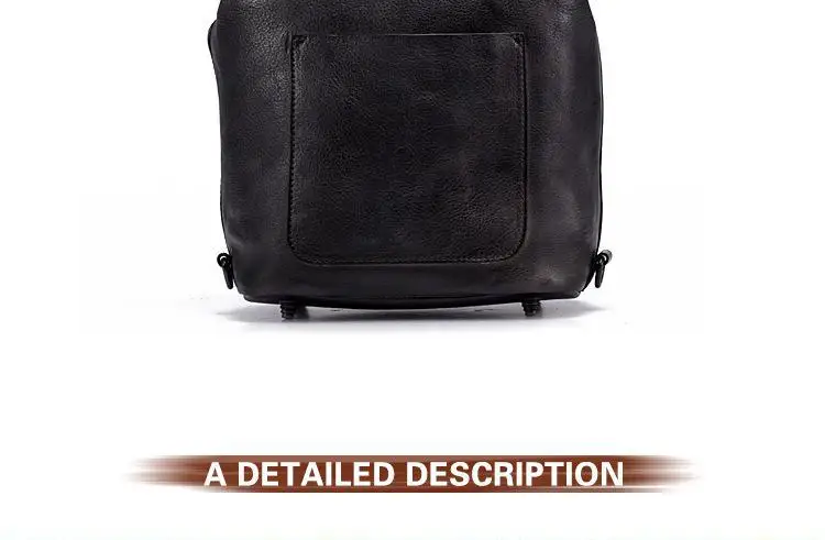 Black Front View of Leather Backpack