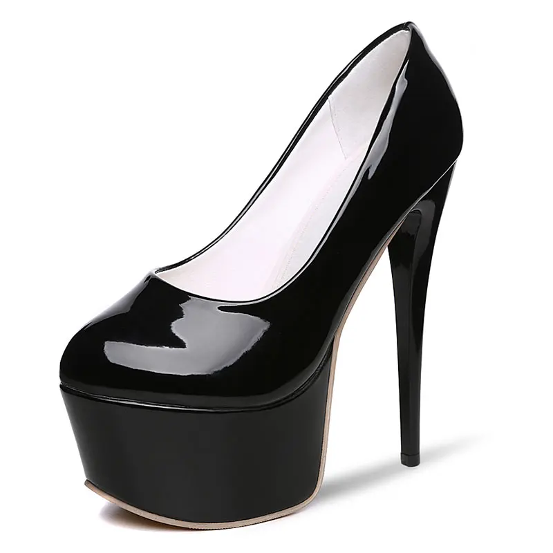 Lasyarrow лаконичные туфли Женская мода высокие ботинки на каблуках мелкой туфли-лодочки на платформе с круглым носком 16 см каблуке обувь для вечеринки, свадебные туфли RM060
