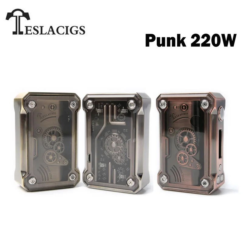 

Original Tesla Punk 220W TC TCR VW VV Box MOD Punk 220 Vape Teslacigs Electronic Cigarette Vaper Vaporizer Support RTA RDA RDTA