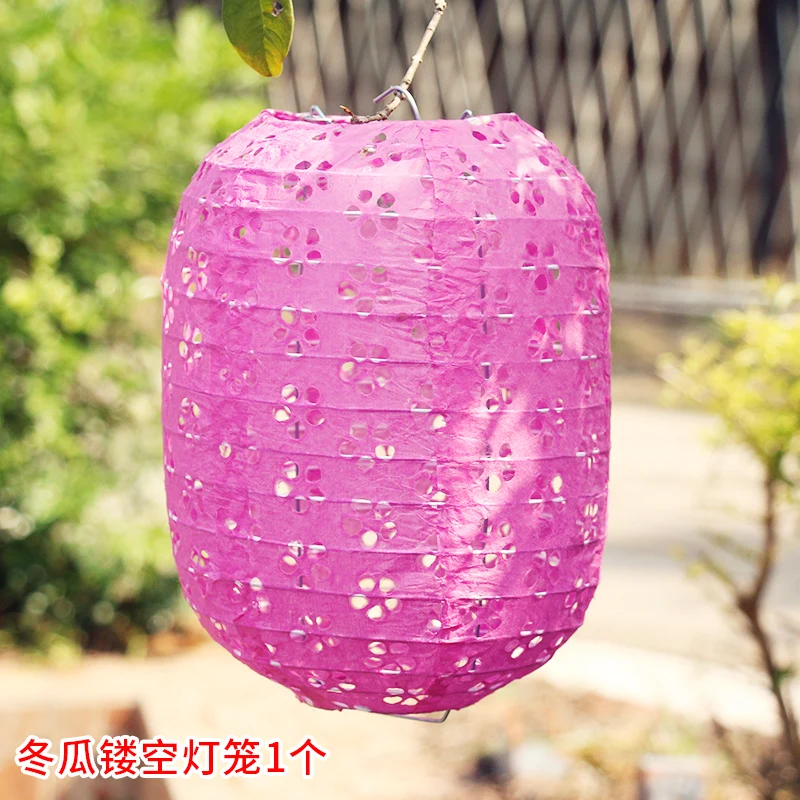 Цилиндрический выдалбливающий Китайский бумажный фонарь для детского дня рождения, свадьбы, вечеринки, украшения для дома, сада, спальни, аксессуары для декора - Цвет: Fushia