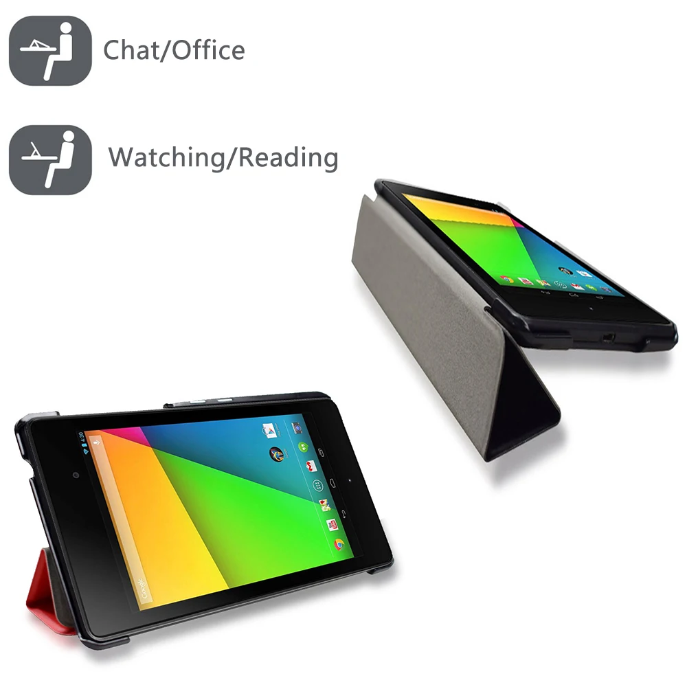 Capa Dobrável de Couro pu para Google Nexus Fhd 2nd 2nd Gen.2013 Capa Dobrável para Tablet com Suporte Modo de Repouso Despertar Automático - Imagem 5