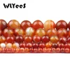 WLYeeS Natural Red Stripe banded carnelian Round Ball 4 6 8 10 12mm Loose beads for jewelry Bracelet earrings Pendant making DIY ► Photo 3/6