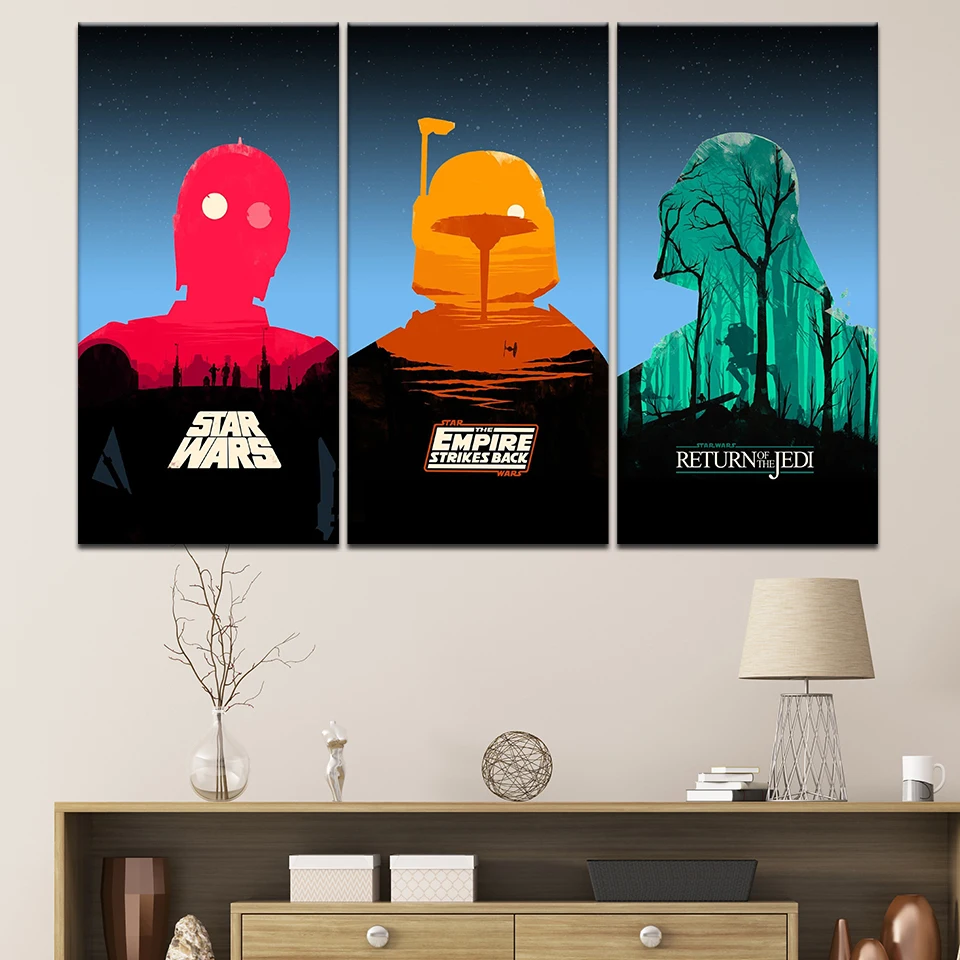 

Star Wars 7 Minimalist Art Canvas Poster Painting Darth Vader Stormtrooper Movie Wall Picture Print Home Bedroom Decoration