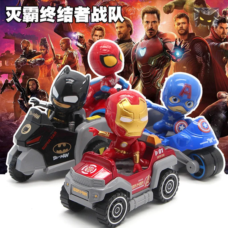 

The Avengers 4 endgame Miniatures alloy Car Metal Model Iron Man Batman Captain America Spider Man Action Figures Toys for Kids