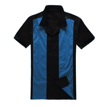 

2019 New Uk Design Mens Casual Shirts Black Blue Rockabilly Fifties Clothing for Party Club