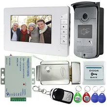 New Wired 7″ Video Door Phone Intercom Entry System 1 Monitor + 1 RFID Access Camera + Electric Lock For Apartment Free Shipping