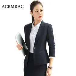 Acrmrac Для женщин праздничная одежда Длинные рукава сплошной цвет тонкий ПР Формальные Брюки для девочек Костюмы деловой костюм