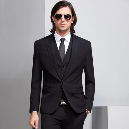 Latest Design Slim Fit Groomsmen Morden Business Suits Groom Tuxedos Men Wedding Suits Men 3 Pieces Suits (Jacket+Pants+Vest)