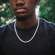 Мода Золото Серебро Цвет хип-хоп цепочка ожерелье Роскошные CZ Iced Out кубинские Стразы теннис хип хоп Ожерелье для мужчин ювелирные изделия