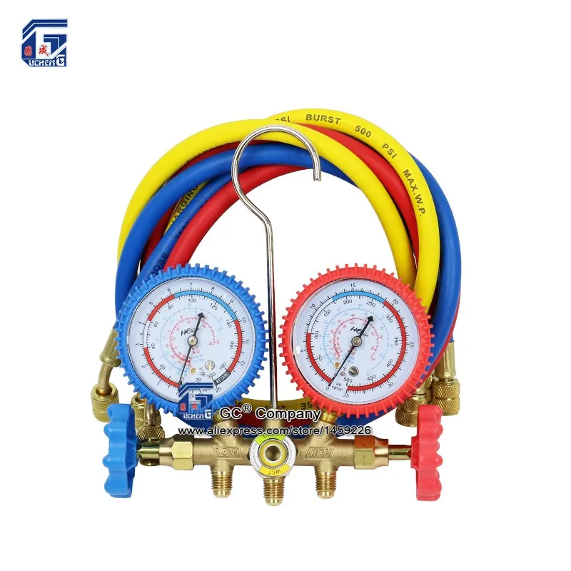 R134a R12 R22 R404a A/C Manifold Gauge Set with Hose for Household / Automobile A/C Air Conditioning