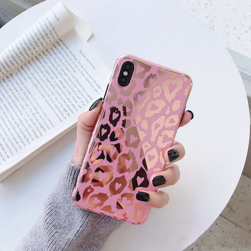 

Luxury phone cases with laser leopard print for iphone 11 11pro x XR XS Max case for iphone 7 6 s 7 6 fashionable bright back case