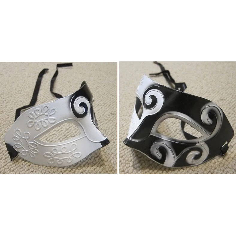 Черные и белые Римский, греческий мужские Венецианская маска Halloween костюм Маскарадная маска для вечеринок