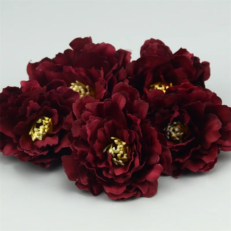30pcs 6cm European Artificial Carnation Flower Head For Wedding Home Decoration DIY  Corsage Wreath Fall Vivid Fake Silk Flowers