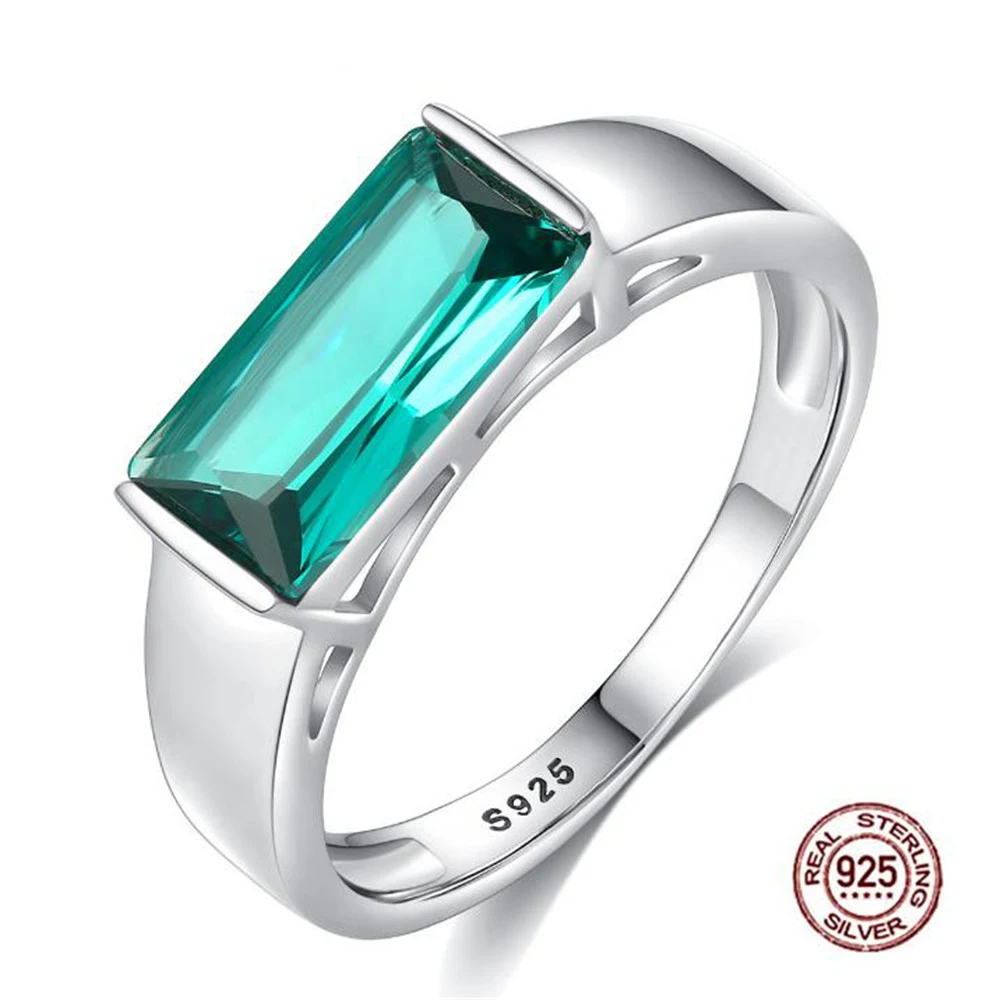 

2019 YKNRBPH Women's 100% S925 Sterling Silver Rings Square Design Diamond Birthday Gifts weddings Rings Simple Silver Jewelry
