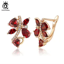 ORSA JEWELS, элегантные женские серьги-гвоздики, зазубренная установка, Красный AAA кубический циркон, модные вечерние серьги, ювелирные изделия для женщин, OME56-R