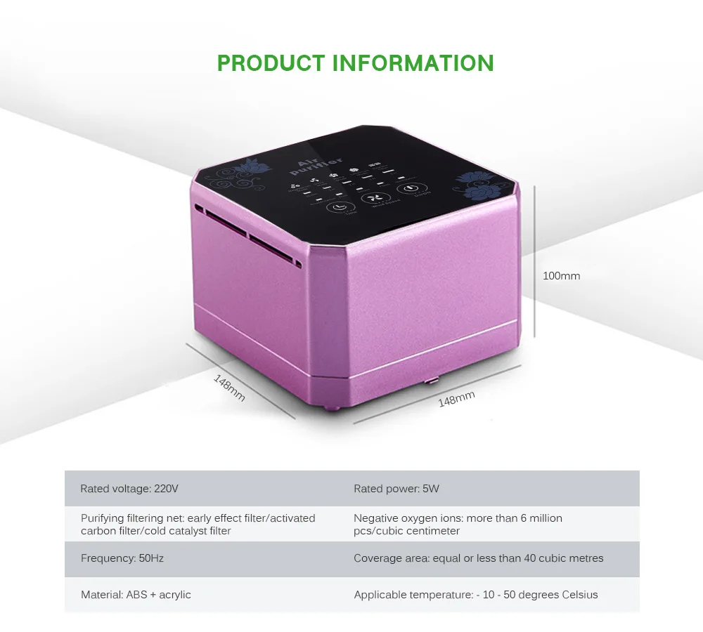 Air Purifier / Cleaner Desktop Anion Sterilization Removing Formaldehyde