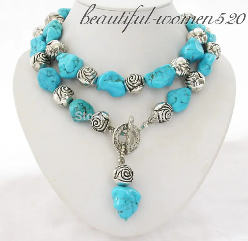 

Wholesale XSZ2026^^^^^massive blue turquoise ball cupronickel NECKLACE