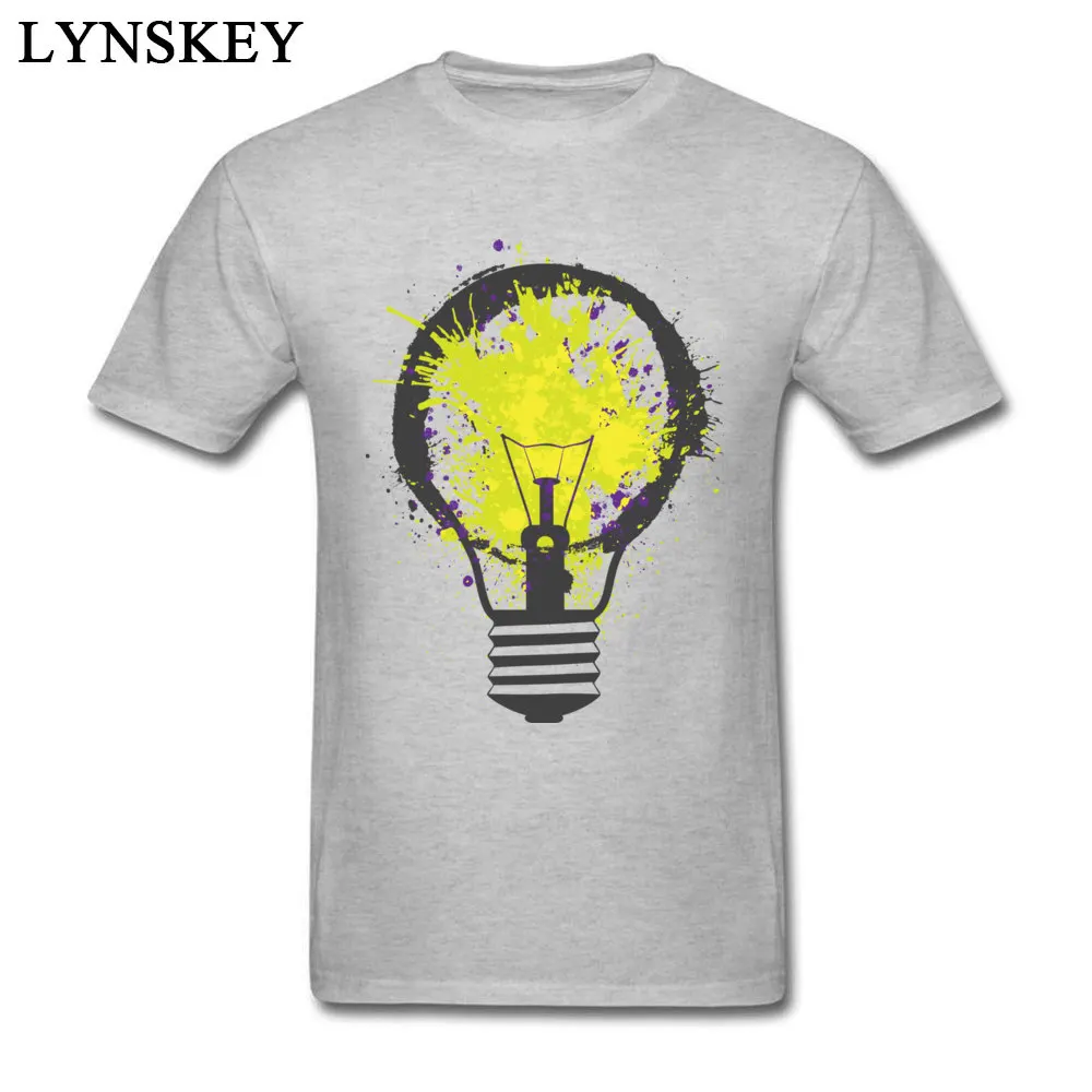 O-Neck 100% Cotton Mens T-shirts Unique Short Sleeve Tops Shirts Slim Fit Birthday Clothing Shirt Splash Electricity Splash Electricity grey