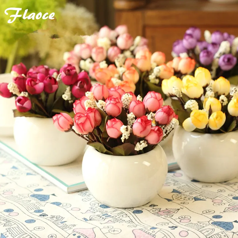 Качественная керамическая ваза Floace + шелковые цветы набор искусственных цветов