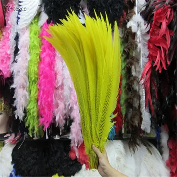 

100pcs 55-60CM Natural Silver Pheasant Feathers Crafts Wedding Decorations Chicken Silver Pheasant Tail yellow Feather Plumes