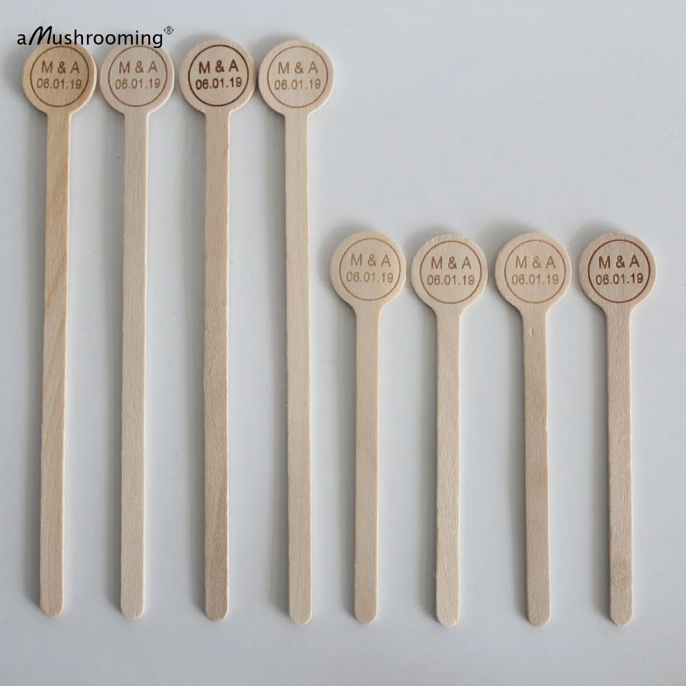

Small Classic Spoon with Personalized Text | Wooden drink stirrers party sticks for Dessert Yogurt Party Decoration 12cm Showers