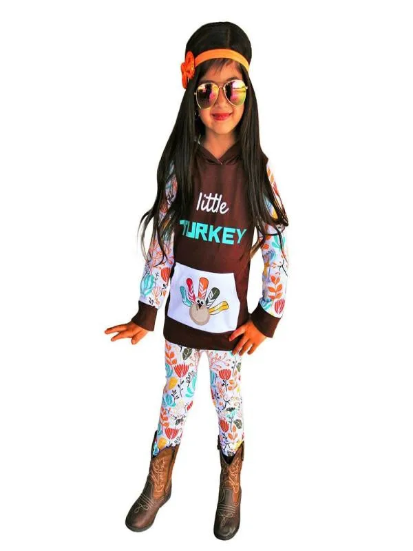 

2019 Fashion baby Thanksgiving Newborn Kids Baby Girl Outfits Clothes Print T-shirt Tops+Pants Set