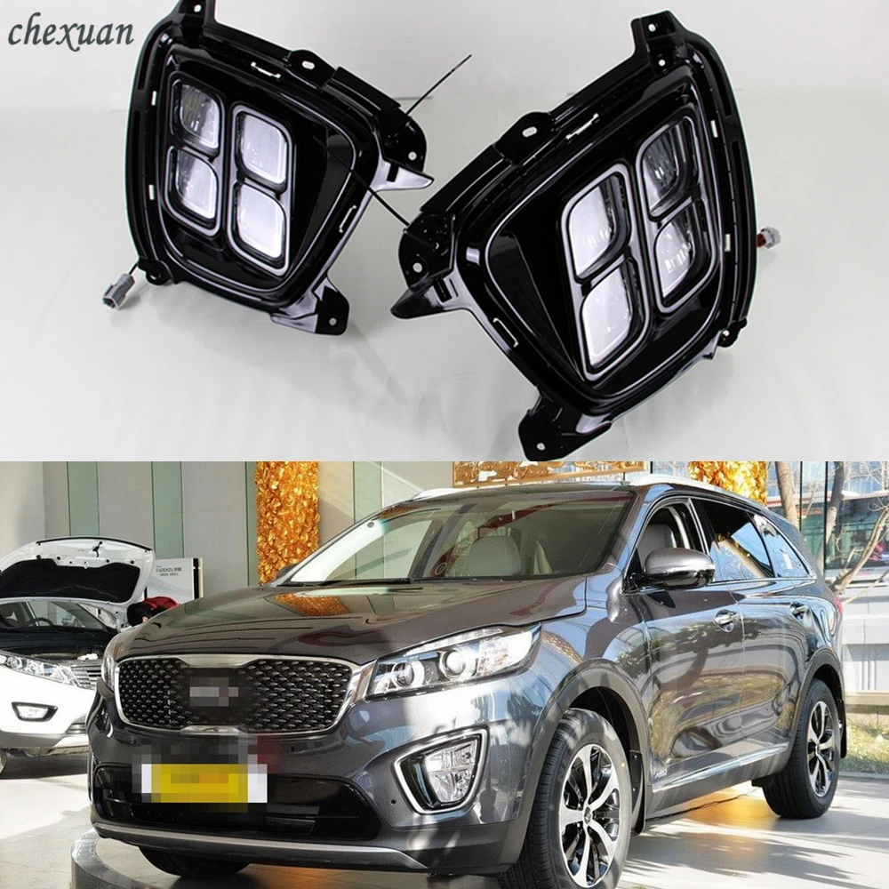 

CSCSNL 1 Set LED DRL Daytime Running Lights 12V ABS Fog Lamps Cover Driving Lights Accessories For KIA Sorento 2015 2016