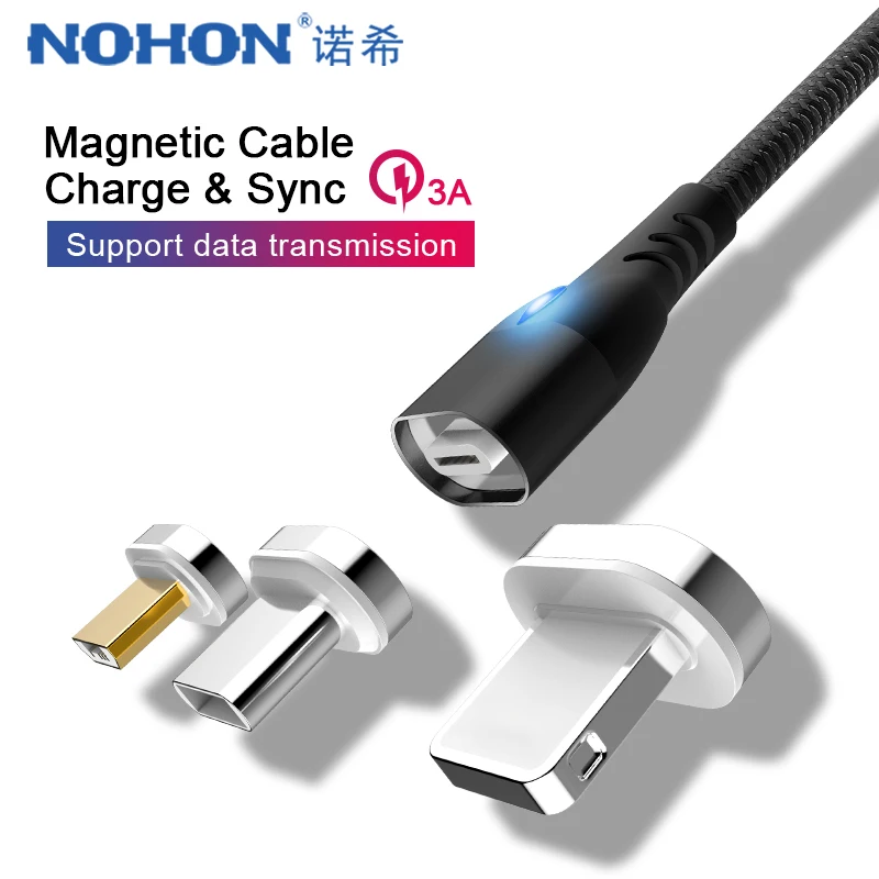 

NOHON Super Fast Magnetic Charging Cable Lighting For iPhone X XS MAX XR Micro USB Type C For Samsung Huawei Charger Data Cables