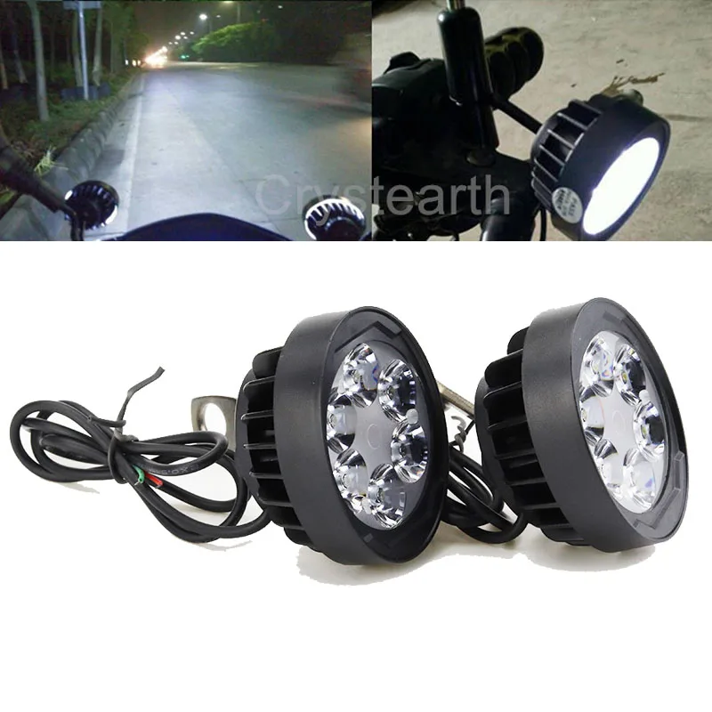 4pcs Universal 6 LED Motorcycle Headlight Mirror Mount Driving Fog Spot