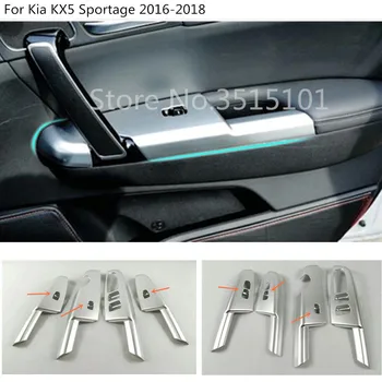 

Car styling ABS Chrome Door Window Glass Panel Armrest Lift Switch Button Trim Frame 4pcs For Kia KX5 Sportage 2016 2017 2018
