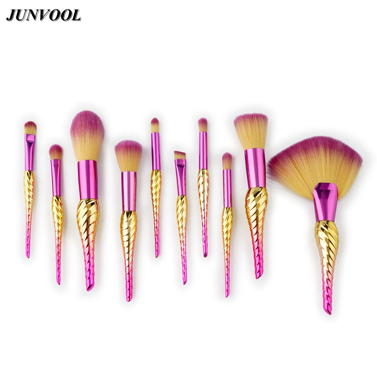 큰 팬 새로운 스타일의 조가 메이크업 브러쉬 10 개 무지개 얼굴 및 눈 전문 브러쉬 파운데이션 파우더 브러쉬 키트 도구