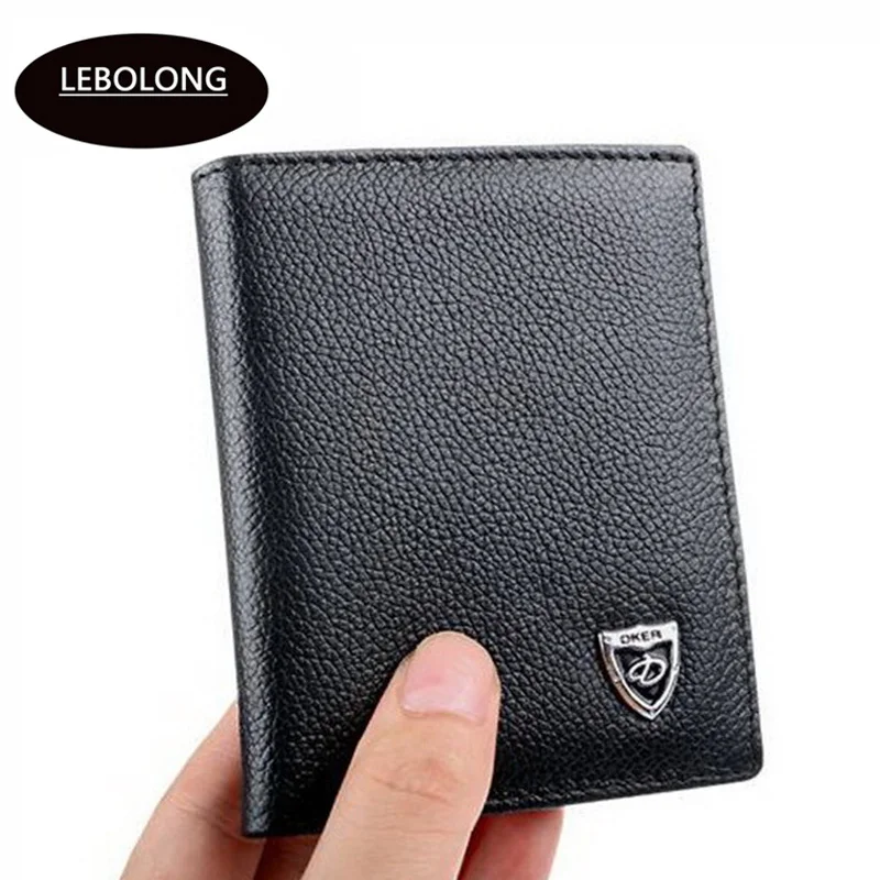 

New Small Wallets Men Genuine Leather Purses Of Natural Skin Mini Wallets Cowhide Slim Walet Man Bifold Black Brown Card-holders