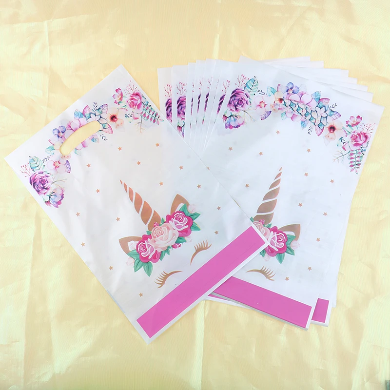 10pcs Kids Favors Unicorn Gift Bag Unicorn Plate Wedding Candy Happy Birthday Party Decoration