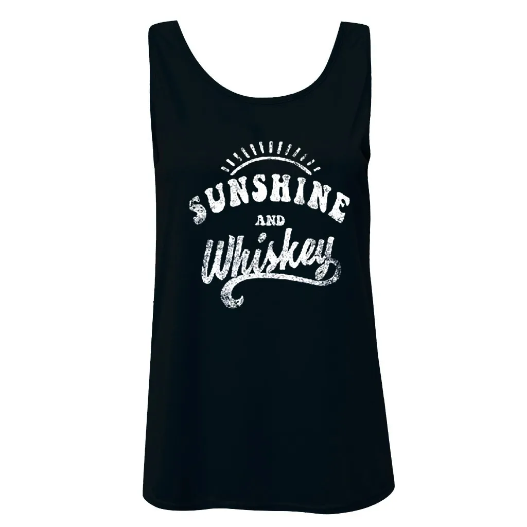 Женский топ без рукавов с круглым вырезом и надписью Sunshine And Whiskey майка туника