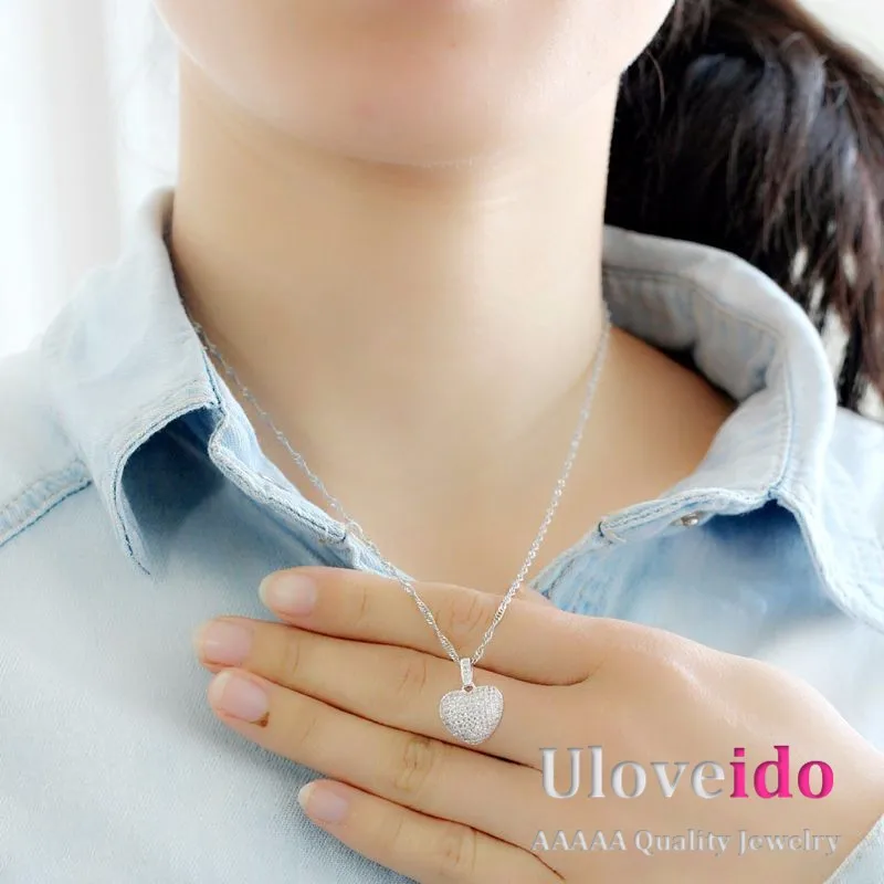 США малайзийские волосы 40% Сердечко из серебра с украшением в виде кристаллов ожерелья с подвесками для женщин модная одежда для девочек белого цвета со стразами ювелирные изделия, ожерелье, N378
