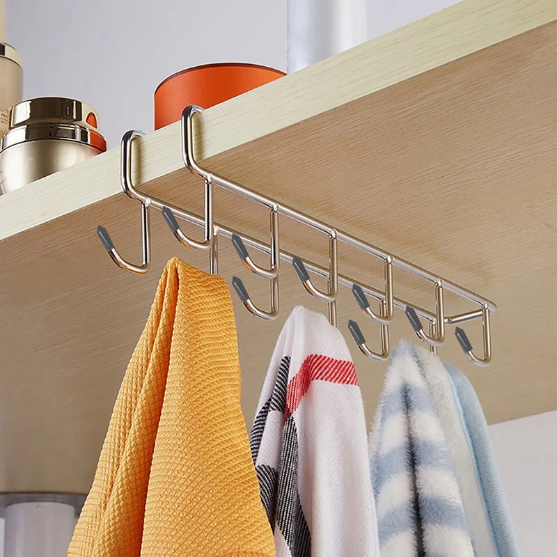 

Stainless Steel Kitchen Storage Rack Cupboard Hanging Hook Shelf Dish Hanger Chest Storage Shelf Bathroom Organizer Holder Tools