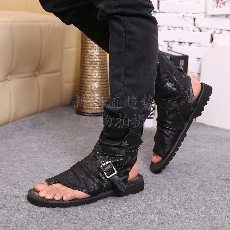 Choudory/летние мужские сандалии-гладиаторы; мужские летние мотоботы; черные мужские туфли с открытым каблуком; Size38-46; Прямая поставка