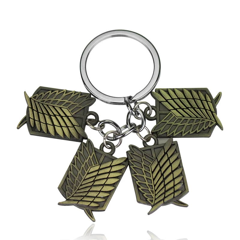 

4 pcs Attack On Titan KeyChain Anime game Alloy pendant keyring key chain ring Movie Jewelry souvenirs Free Shipping