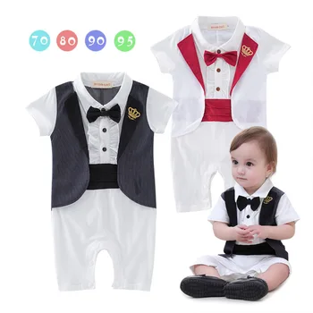 

Baby Boys Romper Boys Jumpsuits Children Clothing Kid Clothes Boys Gentleman Clothes Romper Tie Short Sleeve Clothes 4pieces/lot