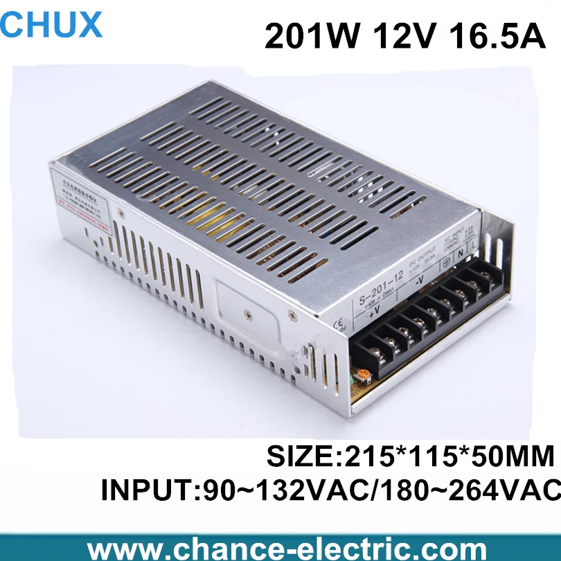 

12V 16.5A 201W Switching Power Supply Driver for LED Strip AC 100-240V Input to DC 12V(S-201W-12V)