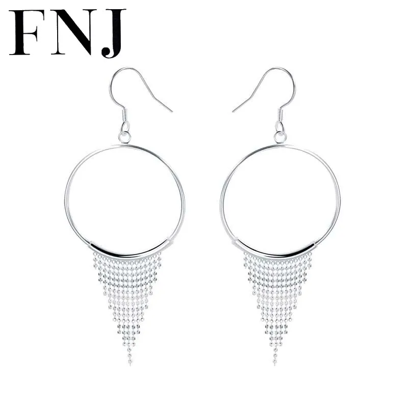 

FNJ 925 Silver Drop Earring Long Statement Women 100% S925 Sterling Silver boucle d'oreille Earrings