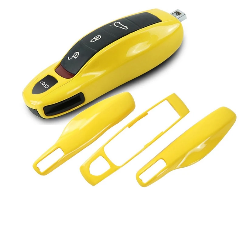 3 шт. Желтый спортивный чехол для дистанционного ключа чехол для ключа модифицированный чехол для ключа замена подходит для Porsche Boxster Cayman 911 Panamera Cayenne Macan